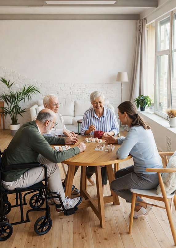 Older people sharing a meal at a community centre