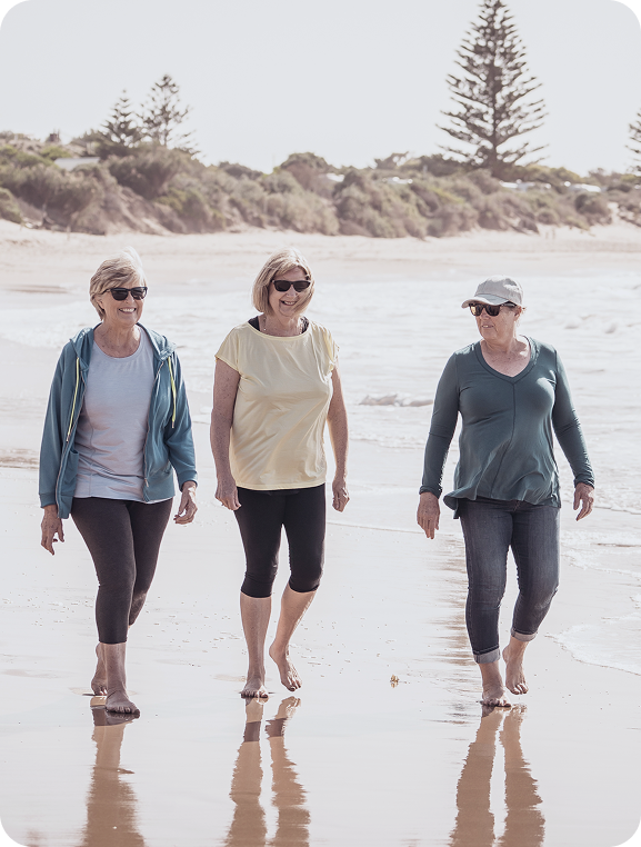 Older women enjoying a day at the beach